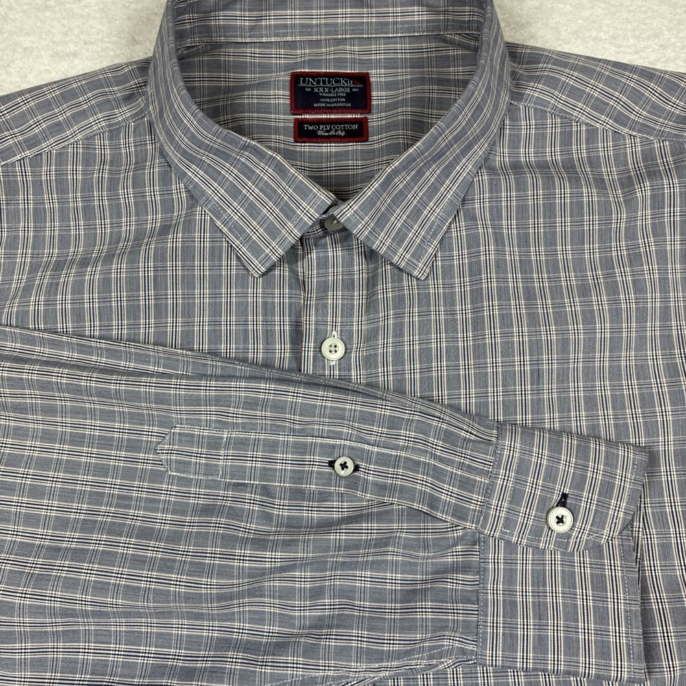 UNTUCKit Mens 3XL Plaid Button Down Long Sleeve Shirt Wrinkle Free 100% Cotton